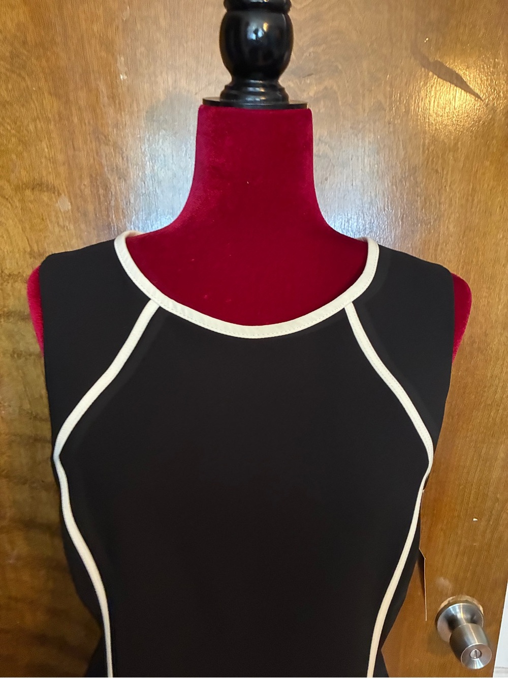 Nipon Boutique Size 8 Black White Piping Sheath Dress Fully Lined Career Cocktai - Picture 4 of 12